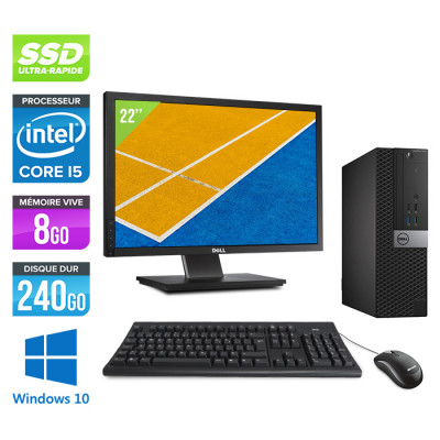Pack avec écran reconditionné - Dell Optiplex 5050 SFF + 22" - i5 - 8Go - 240Go SSD - Win 10