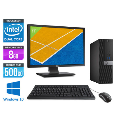 Pack PC de bureau reconditionné - Dell Optiplex 5050 SFF - Intel pentium - 8Go - 500Go HDD - Windows 10 - Ecran 22"