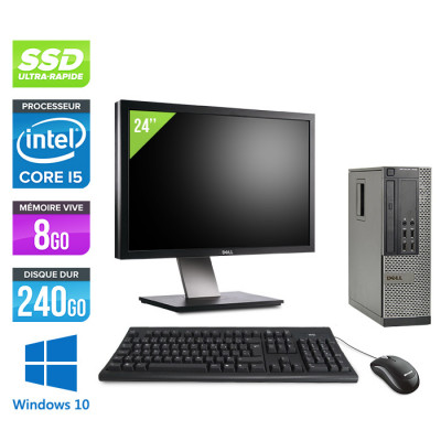 Pack PC bureau reconditionné - Dell Optiplex 7010 SFF + Ecran 24'' - i5 - 8Go - SSD 240 Go - Windows 10