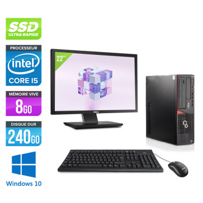Pack PC bureau reconditionné - Fujitsu Esprimo D556 DT + Écran 22" - i5 - 8Go - SSD 240Go - Windows 10