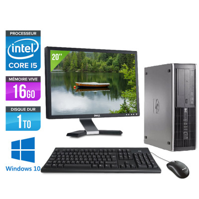 Pack PC avec écran reconditionné HP Elite 8200 + Ecran 20" - Core i5 - 16Go - 1To HDD - Windows 10