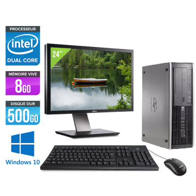 Pack PC de bureau reconditionné HP Elite 8200 SFF + Ecran 24" - Intel G840 - 8Go - 500Go - Windows 10