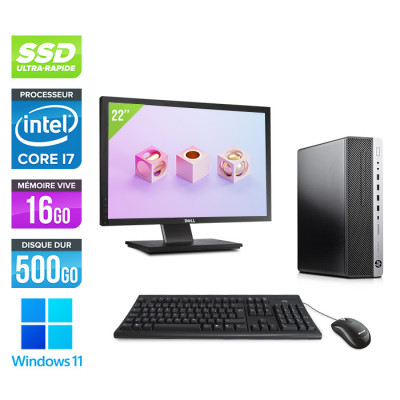 Pc de bureau HP EliteDesk 800 G5 SFF reconditionné - i-9700 - 16Go DDR4 - 500Go SSD - Windows 11