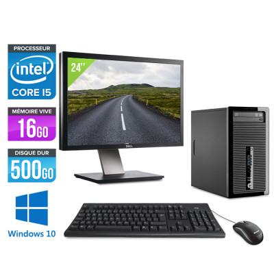 HP ProDesk 400 G2 Tour - reconditionné - i5 - 16Go DDR3 - 500Go - HDD - Windows 10 - Ecran 24"