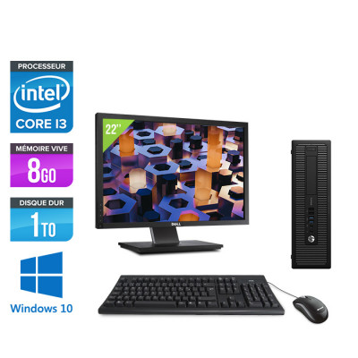 Pack HP 600 G1 SFF + Écran 22" - i3 - 8Go - 1 To HDD - W10