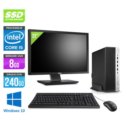 HP ProDesk 600 G3 SFF - i5-6500 - 8Go DDR4 - 1To HDD - Windows 10 - Ecran 22