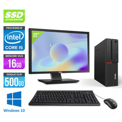 Pack Pc de bureau reconditionne Lenovo ThinkCentre M700 SFF - Intel core i5-6400 - 16Go RAM DDR4 - SSD 500 Go - Windows 10