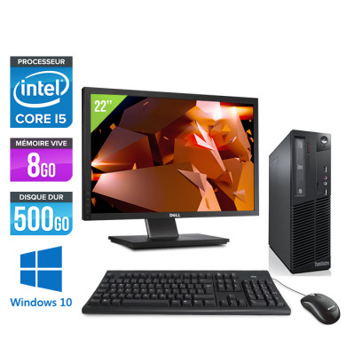 Pack PC bureau reconditionné Lenovo ThinkCentre M71E SFF - i5 - 8 Go - 500Go HDD - Windows 10