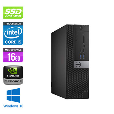 Pc bureau gamer reconditionné - Dell Optiplex 7040 SFF - i5 - 16Go - 240Go SSD - Nvidia GeForce GT 1030 - Win 10