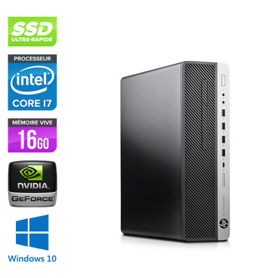 PC bureau gamer reconditionné - HP EliteDesk 800 G3 SFF - i7 - 16Go - 500Go SSD - GT 1030 - W10