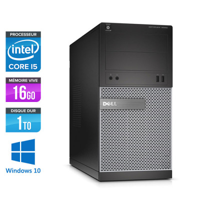 PC bureau reconditionné - Dell Optiplex 3020 Tour - i5 - 16Go - 1To HDD - Windows 10