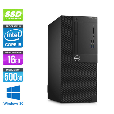 Pc de bureau reconditionné - Dell 3050 Tour - Intel Core i5 6500 - 16Go - 500Go SSD - W10