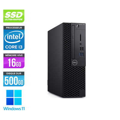 Pc bureau reconditionné Dell Optiplex 3060 SFF - Intel Core i3-8100 - 16Go - 500Go SSD - Windows 11