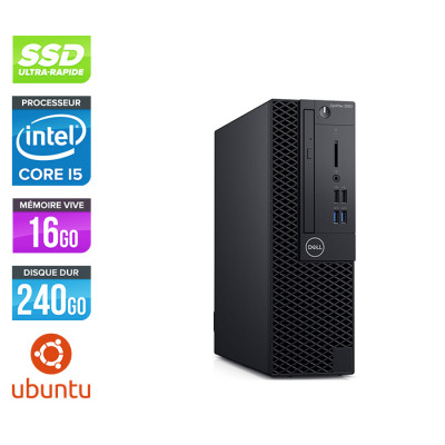 Pc bureau reconditionné Dell Optiplex 3060 SFF - Intel Core i5-8500 - 16Go - 240Go SSD - Ubuntu / Linux