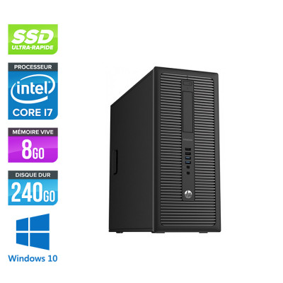 Ordinateur de bureau reconditionné - HP EliteDesk 800 G1 Tour - i7 - 8Go - SSD 240 Go - Windows 10