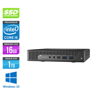 Pc de bureau HP EliteDesk 800 G2 USDT reconditionné - i5 - 16Go DDR4 - 1 To SSD - Windows 10