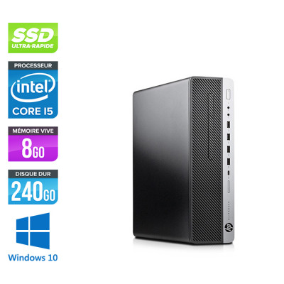 Pc de bureau HP EliteDesk 800 G3 SFF reconditionné - i5 - 8Go DDR4 - 240 Go SSD - Windows 10