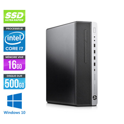 Pc de bureau HP EliteDesk 800 G3 SFF reconditionné - i7 - 16Go DDR4 - 500Go SSD - Windows 10