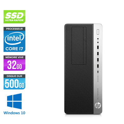 PC bureau reconditionné HP EliteDesk 800 G4 Tour - i7 - 32Go - 500Go SSD - Windows 10 - Trade Discount