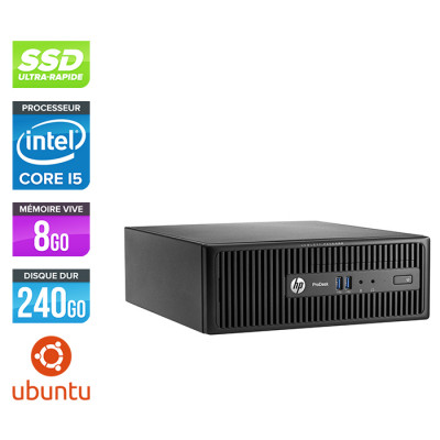 Pc de bureau reconditionné - HP ProDesk 400 G3 SFF - i5 - 8Go - 240Go SSD - Ubuntu / Linux