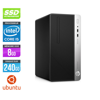 Pc de bureau reconditionné - HP ProDesk 400 G4 Tour - i5 - 8Go - 240Go SSD - Ubuntu / Linux