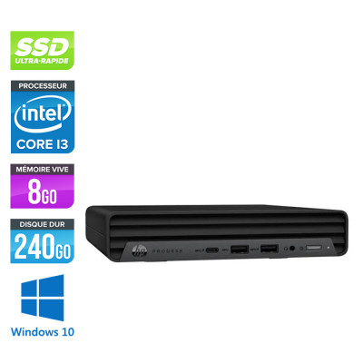 PC bureau reconditionné - HP ProDesk 600 G6 USDT - i3 10100 - 8Go DDR4 - 240Go SSD - Windows 10