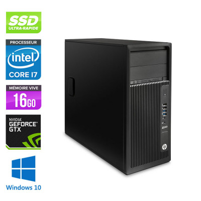 Pc bureau gamer reconditionné - HP Workstation Z240 - I7-6700 - 16Go - SSD 240 Go - gtx 1050 - Windows 10