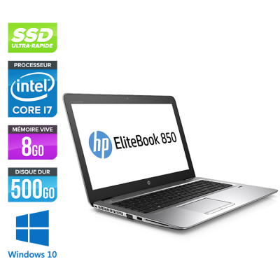 Pc portable reconditionné - HP Elitebook 850 G3 - i7 6600U - 8Go - SSD 500 Go - HD - Windows 10