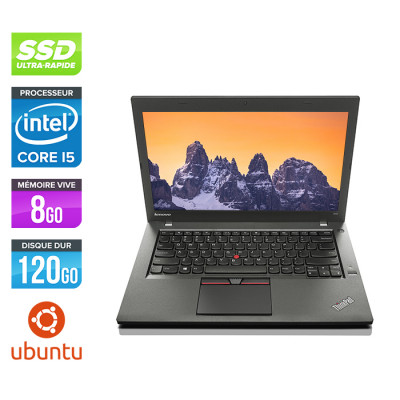 Pc portable reconditionné - Lenovo ThinkPad T550 - i5 - 8Go - 120Go SSD - Ubuntu / Linux