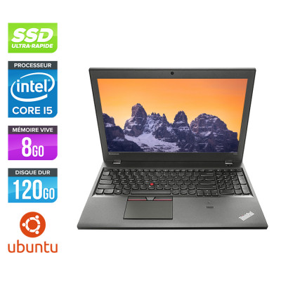Pc portable reconditionné - Lenovo ThinkPad T550 - i5 - 8Go - 120Go SSD - Ubuntu / Linux