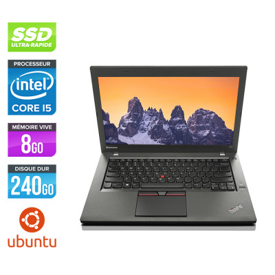 Pc portable reconditionné - Lenovo ThinkPad T550 - i5 - 8Go - 240Go SSD - Ubuntu / Linux