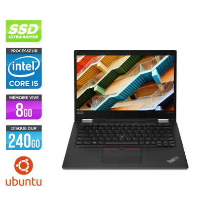 Ultrabook portable convertible reconditionné - Lenovo Thinkpad YOGA X390 - i5 - 8Go - 240Go SSD - 13" FHD Tactile - Ubuntu / Linux