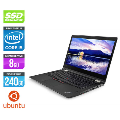 Ultrabook portable convertible reconditionné Lenovo Thinkpad YOGA X380 - i5 - 8Go - 240Go SSD - 13" FHD Tactile - Ubuntu / Linux