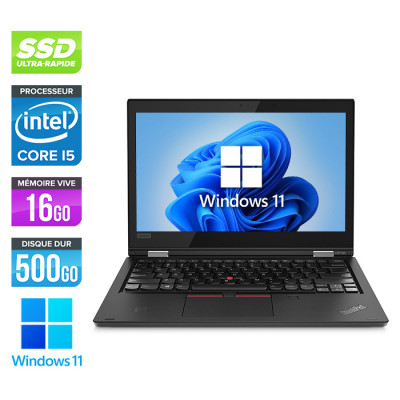 Ultrabook reconditionné - Lenovo ThinkPad L380 Yoga - Intel Core i5-8250U - 16Go de RAM - 500Go SSD - W11 - État correct
