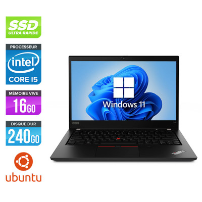 Pc portable reconditionné - Lenovo ThinkPad T14 gen 2 - i5-1145G7 - 16Go - SSD 240Go - Ubuntu / Linux