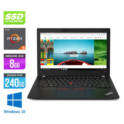 Ultrabook reconditionné - Lenovo Thinkpad A285 - Ryzen 5 Pro 2500U - 8Go - 240Go SSD - 12.5" FHD - Windows 10 - État correct