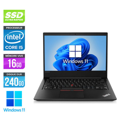 PC portable reconditionné - Lenovo ThinkPad E480 - i5 - 16Go - 240Go SSD - Full-HD - Windows 11