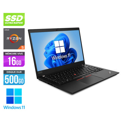Pc portable reconditionné - Lenovo ThinkPad T495 - AMD Ryzen 5 PRO 3500U - 16Go - SSD 500Go - Windows 11 - État correct