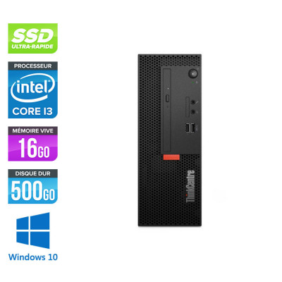 Pc de bureau reconditionné - Lenovo ThinkCentre M710e SFF - Intel core i3-6100 - 16Go RAM DDR4 - 500Go SSD - Windows 10