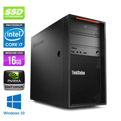 Workstation bureau reconditionnée - Lenovo ThinkStation P310 Tour - Core i7-6700 - 16Go - 500 Go SSD - Nvidia Quadro K2200 - Windows 10 Professionnel