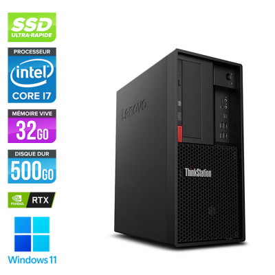 Workstation bureau reconditionnée - Lenovo ThinkStation P330 Tour - Core i7-8700 - 32Go - 500 Go SSD - NVIDIA Quadro RTX 4000 - Windows 11