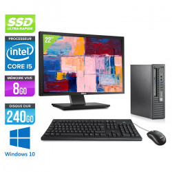 HP EliteDesk 800 G1 USDT - Windows 10 + Ecran 22"