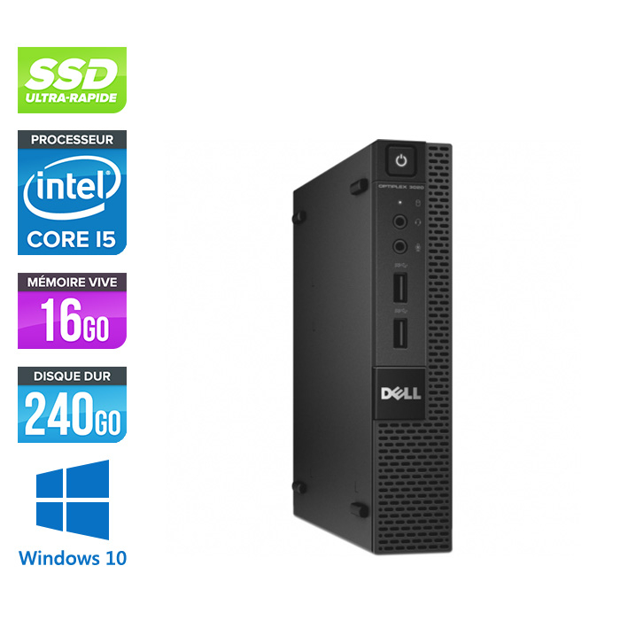Pc de bureau reconditionné - Dell Optiplex 3020 Micro - Intel Core i5-4590T  - 16 Go - SSD 240 Go - Windows 10 - Trade Discount