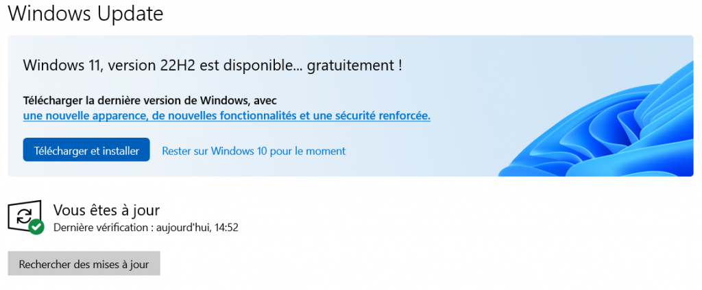 Télécharger la mise à jours Windows 10 vers Windows 11