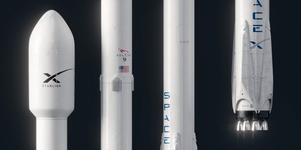 Fusée de lancement de satellites par SpaceX pour Starlink