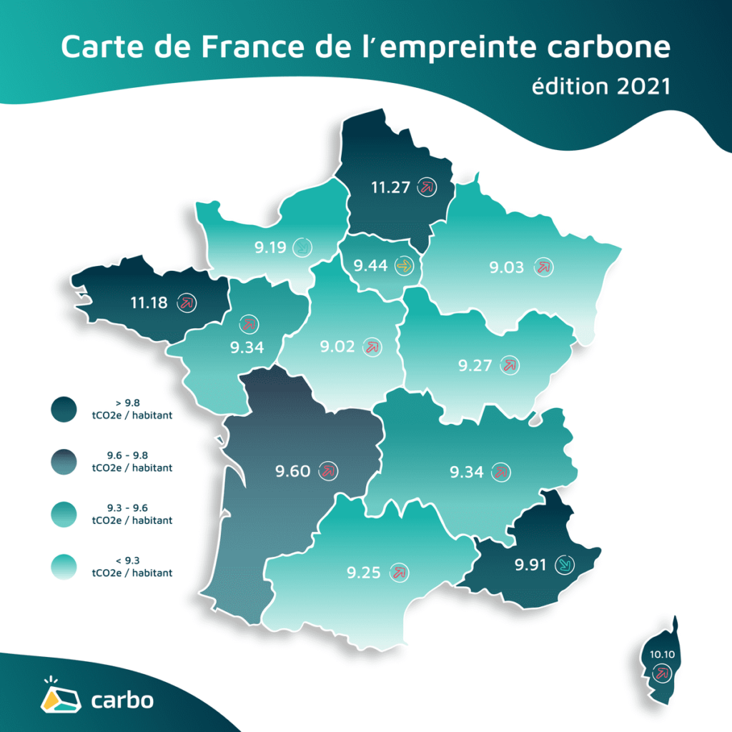 carte empreinte carbone France 2021